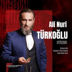 Ali Nuri Türkoğlu Instagram - Posted @withregram • @tedxgungorenimamhatipschool Uzun zamandır üzerinde çalıştığımız ve dört gözle beklediğimiz konferansımızın kıymetli konuşmacılarımızın yedincisini, ALİ NURİ TÜRKOĞLU'nu sizlere sunmaktan gurur ve mutluluk duyuyoruz. ✨

Kariyerine 1983 yılında yayınlanan Kuruntu Ailesi dizisinde canlandırdığı Veysel rolü ile başlayan Ali Nuri Türkoğlu, 25’e yakın projesi ile beraber Türk sinema dünyasında yerini alan oyunculardan ve seslendirmecilerdendir. 
Televizyonda yanınlanan son dizisi Payitaht Abdülhamid’deki Emanuel Karaso rolünden sonra Vecihi filmindeki Teğmen Salih rolüyle beraber bir süreliğine sinemaya ara vermiş olan Türkoğlu’nun şu an çekim aşamasında olan dijital platformlardaki projeleri ile tekrardan ekranlarımıza dönmesini sabırsızlıkla bekliyoruz. 

Oyunculuktaki başarısının yanı sıra sosyal hayat projelerindeki tutumuyla; okudukları, yazdıkları ve söyledikleriyle de sık sık kendisinden hayırla söz ettiren Ali Nuri Türkoğlu’nun bu yönünden de bahsetmemek kesinlikle olmazdı.

Böylesine başarılı ve değerli bir oyuncuyu ağırlamaktan mutluluk duyuyoruz.

Eğer siz de TEDxGungorenImamHatipSchool’da dinleyici olarak yer almak istiyorsanız takipte kalın! 🤚🏻
#tedx #tedxtalks