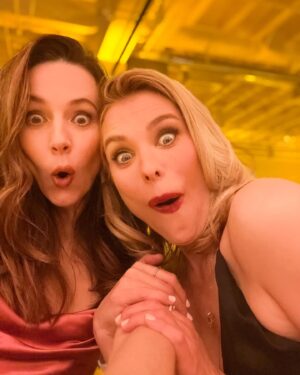 Alona Tal Instagram - What a fabulous night with my loves @susieabromeit and @ronalee_shimon  wearing something with no spit up on it and remembering I have actual conversation skills that don’t involve me praising someone for going poop in their diaper.  Styling by @soyonan  H&M by @lana_makeup_losangeles