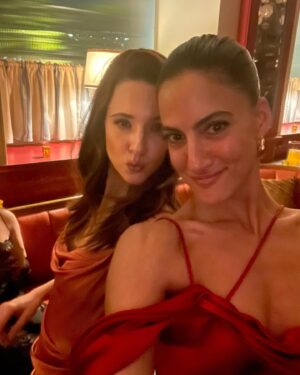 Alona Tal Instagram - What a fabulous night with my loves @susieabromeit and @ronalee_shimon  wearing something with no spit up on it and remembering I have actual conversation skills that don’t involve me praising someone for going poop in their diaper.  Styling by @soyonan  H&M by @lana_makeup_losangeles