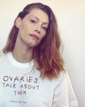 Alyssa Sutherland Instagram - Ovaries. Talk About Them. - We all come from ovaries. We all love someone with ovaries. But did you know there is still no test for ovarian cancer, the deadliest female cancer? Years of chronic underfunding and a lack of advocacy around women’s health mean that today, there is no way to detect ovarian cancer early. Help @camillaandmarc get an early detection test for ovarian cancer to clinical trials in the next 2 years, and be part of a movement that aims to save the lives of millions of women worldwide. Join the conversation, buy the t-shirt, donate what you can and let’s make history, together. #OvariesTalkAboutThem  @camillafreemantopper @marcfreeman 🔗Link in my bio to donate ❤️