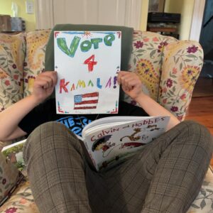 Amanda Palmer Instagram - Vote 4 Kamala. By Ash, age 8. 

We stayed up super late to watch the closing speeches of the DNC the other night. 

Ash was so tired he fell asleep during @kamalaharris’ speech, but he was transfixed by the speakers, especially the republican calling Trump a “weak” man, a statement Ash really fixated on, and starting asking about. Why?

I explained Trump’s childhood trauma and his need for control and power at all costs because of his mangled heart and fear-based attitude towards life. 

Ash asked if he could vote. 

We explained how it works. He was mad he couldn’t vote.

Then he asked what he COULD do. I told him he could try to convince adults to vote. So he asked if he could make a poster and hang it around town. My heart exploded that he thought of this himself. He knows how it’s done. 

He spent an hour yesterday drafting and designing this poster while I figured out where we could get some color copies made. 

This kid wants you to vote. 

Please vote. 

If you aren’t sure you’re registered or need guidance, go to @headcountorg. They’ll help you. 

Everybody. Please. Vote. 

♥️🔥🌈💜🇺🇸🎯🎉🎹🫡