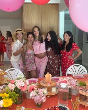 Amber Stevens West Instagram - Consider me SPRINKLED!!! I love each and every one of you beyond words. #3 has officially been blessed! My wish is for everyone to feel as loved and supported as I do. #kamala2024