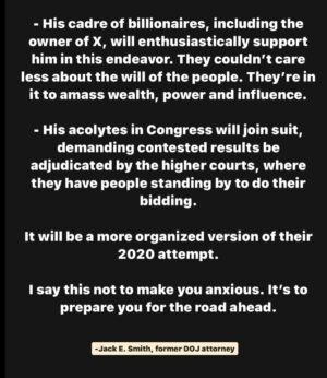Amber Tamblyn Instagram - We have been caught off guard about so many things in the last several years, like Roe being overturned even though many were screaming from the rooftops about the Dobbs decision and what it would clear a path for. I don’t want us to be caught off guard ever again, so I’m sharing this NOW, with the hopes we don’t take anything for granted in November. This was posted by former DOJ attorney Jack E. Smith a few days ago (swipe through the slides to read in full) and while it’s a hypothetical, it is not hyperbole. We have 95 days until Election Day, even less for early voting. I want us to be prepared for what could come next, and to continue to fight for Democracy with  vigilance, awareness, love and joy at the center of our resilient hearts. So keep checking your voter registration status, especially if you live in red or swing states. Tell your friends to do the same. Spread the word.