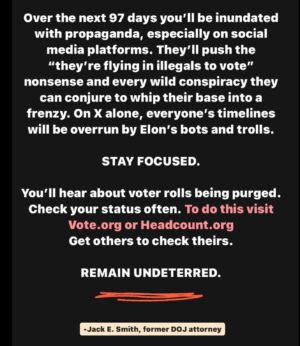 Amber Tamblyn Instagram - We have been caught off guard about so many things in the last several years, like Roe being overturned even though many were screaming from the rooftops about the Dobbs decision and what it would clear a path for. I don’t want us to be caught off guard ever again, so I’m sharing this NOW, with the hopes we don’t take anything for granted in November. This was posted by former DOJ attorney Jack E. Smith a few days ago (swipe through the slides to read in full) and while it’s a hypothetical, it is not hyperbole. We have 95 days until Election Day, even less for early voting. I want us to be prepared for what could come next, and to continue to fight for Democracy with  vigilance, awareness, love and joy at the center of our resilient hearts. So keep checking your voter registration status, especially if you live in red or swing states. Tell your friends to do the same. Spread the word.