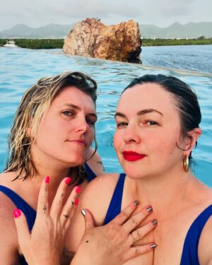Amber Tamblyn Instagram - There are still good things happening in the world, despite what keeps us up at night. There was the historic election yesterday in France when citizens turned out en masse to keep an assumed far-right government from power. There was the same thing that happened in the UK. And there was also this interview I did with my friend Eliza Clark at Witch’s Mark, her inspired newsletter on art, storytelling, and life through the lens of the tarot. 

Currently on vacation together in matching bathing suits and heroic attempts at synchronized swimming in the ocean (you’re welcome, world!) Eli and I had a lot to talk about in this interview which focuses on the meaning of the minor arcana card, Ace of Cups; the moment a creative idea moves from your subconscious to your conscious mind, how to be your sharpest editor, and so much more. Hit the link in my bio to read it. 

📸: Eli and I living our best Ace of Cups lives, and last pic, a woman holding a sign at a New Popular Front (NFP) rally on election night in Republique Square in Paris that reads: “My heart is on the left.”

#WitchsMark
#MatchingBathingSuits 
#vivalafrance🇫🇷