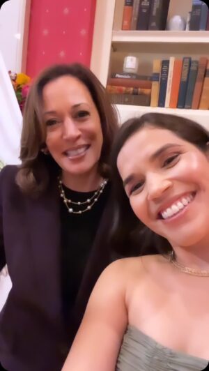 America Ferrera Instagram - I said it to her face!! I’m with Kamala! For so many reasons, not the least of which is how hard she’s been fighting for our access to abortion and reproductive freedom. Without exaggeration, this is the most consequential election in our lifetime. Democracy is on the line! Get in the fight! Make sure you and your friends are registered to vote at vote.gov and volunteer your time to elect @kamalaharris the next President of the United States 🇺🇸 ! Let’s go!!