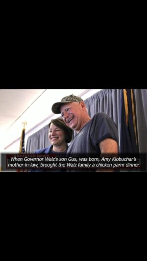Amy Klobuchar Instagram - So it’s true - my mother in law did deliver a chicken parmesan dinner to the Walz family when their son Gus was born. That’s just how we roll in Minnesota - we care for one another. This is the decency Tim brings to the ticket.