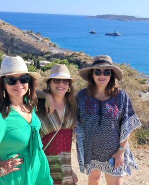Ana Navarro Instagram - I’ve seen some beautiful sunsets in my life. By far the most memorable have been in Africa and in Greece. Very lucky to be seeing it again at The Temple of Poseidon in Siuonio, Greece. @anamariag.u, @treehouseacupuncturemiami and I met in third grade at the Sacred Heart and have been friends-like-family since, through ups and downs, joys and sadness. We first took a girls-trip when we all turned 50, and committed to making time to do it again. So here we are, embarking on another adventure, and promising to make new memories and celebrate 45 years of sisterhood. Take a little time to be with your friends and enjoy the view. 🌅

PS - @americanair lost some of our bags. So you might be seeing the same clothes over & over.
