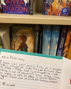Andrew Peterson Instagram - Another Sneaky Book Signing™️, this time at @bntallahassee. Another note found. Not sure if we’ll get to that song tonight, but I’m so glad you like it, fellow sneaker! Also spent some time sketching on this Holy Saturday. So ready to celebrate the Resurrection at home tomorrow.