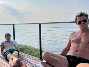 Andrew Rannells Instagram - It’s been a fun week in Fire Island, my 23rd summer coming out here. While the activities have changed over the years, the friends have stayed the same. And I’m still hoping the girls working at The Pines Pantry think I’m cool.