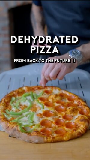 Andrew Rea Instagram - Oh boy, Andrew, you sure can hydrate a pizza! We recreated the rehydrated pizza from Back to the Future II. Check out the full episode on YT!