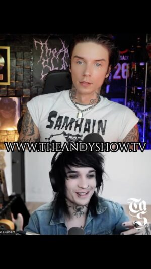 Andy Biersack Instagram - This week on @theandyshowtv we have special guest extraordinaire @johnnieguilbert! I’ve known Johnnie for years and he’s one of the most sincere, kind hearted and genuinely talented people I’ve come across in this industry and he has earned every ounce of success that’s come his way. It’s not hard to root for someone like Johnnie..even though he wants to punch me in the face. 
Subscribe to watch this interview and 600  hours of TAS only on www.theandyshow.tv 
New episodes every Sunday! Link in bio