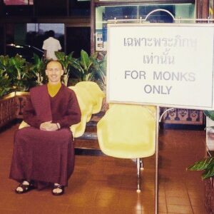 Andy Puddicombe Instagram - Some airport lounges ask for a special ticket or money at the door, but this one is free! However it does ask you to renounce worldly life, shave your head and take a vow of celibacy 😂 Bangkok, Thailand (in my Tibetan robes) 2003 #MonasteryMonday