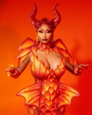 Angeria Paris VanMicheals Instagram - She puts the drag in “Dragon” 🔥🔥🔥

Dress: @uneekbyanthony 
Airbrush: @troycford 
Design Concept: @artpop_18 
Hair: @hair_by_koji_ichikawa 
Photos: @ericrichardmagnussen