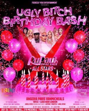 Angeria Paris VanMicheals Instagram - We made it to the finale, now let’s celebrate!!!! 🎉🥳 You are cordially invited to my Ugly Bitch Birthday Bash & All Stars 9 Finale Viewing Party Friday, July 26th, at The Yard at @3dollarbillbk & @9bobnotebk in Brooklyn, NY!

Watch the episode with me, @itstayce, @luxxnoirlondon and our finale episode host, @janelle.no.5 with shows to immediately follow! 

Then move inside to the official After Party at 9BN, hosted by @isthatjazmine, with shows by @mariyeaaaa, @lanajarae and me!

SPONSORED BY: @1800tequila

BEATS BY: @jon_ali @jaceound

HOSTED BY: @iv.fischer @sawcjay @jaycieoday @mrussell103

EVENT PRODUCTION BY: @fiercelyyouentertainment @Alexruther @jackiehuba

TIX: link in bio!
