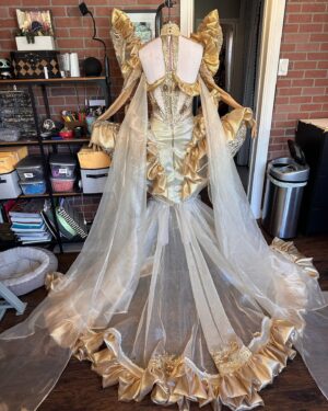 Angeria Paris VanMicheals Instagram - I’ve had so many people ask who is responsible for my gown and hair for the #allstars9 promo!! The gown was designed and constructed by the incredibly talented @howiebofficial and the hair was sculpted by the amazing @hair_by_koji_ichikawa!! The inspiration behind this look was goddess of light 🌟💫 daughter of the sun 🌞 and they both helped me achieve exactly that!!