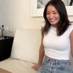 Anna Sawai Instagram - So here’s the clip of me finding out about my first Emmy nomination👀
Find the full story on @latenightseth ‘s YouTube
Thank you for having me💙💙💙

Makeup by @yumi_mori 
Hair by @danawillcutyou 
Styled by @karlawelchstylist wearing @magdabutrym 
Third pic by Lloyd Bishop/NBC