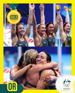 Anthony Albanese Instagram - Gold! Congratulations to our 4x200m freestyle Olympic champions Mollie O’Callaghan, Lani Pallister, Brianna Throssell and Ariarne Titmus 🥇🇦🇺🏊‍♀️