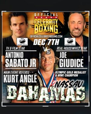 Antonio Sabàto, Jr. Instagram - @therealkurtangle 
will referee Celebrity Boxing Bahamas December 7 
TV Star and Model @antoniosabatojr takes on Real Housewives own @joe.giudice 
“Battle of the Italian’s” in the Bahamas!

For more info on how to be involved, contact officialcelebrityboxing.com 
or @damonfeldmanofficial 

Presented by
 @theburntcoffeecompany 
@celebrityboxing1