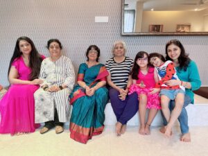 Anu Prabhakar Instagram - The moment I first met @anu.p.mukherjee at the shooting location for Varsha movie with #vishnuvardhan sir, I knew we would hit it off!
Years later, oceans apart, we still have the same love & respect for each other. Now our daughters are friends too!! 
Thanks Anu, Raghu, Amma, Aunty, and Nandana for the yummy Banana Ele Oota ❤️💕🥰 and the precious gifts!