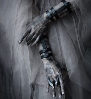 Anu Tera Instagram - • Iron Cage Bracelets   Silver Claw ring set • #anutera #blacksmithing #clawring #darkfashion #avantgardefashion #wearableart #gothicstyle #claws #ironcagebracelet