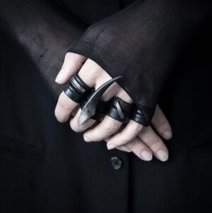 Anu Tera Instagram - • Iron Stroke Rings   Bi/tri fold rings • on sale • #anutera #leatherjewelry #leatherring #darkelegance #darkfashion