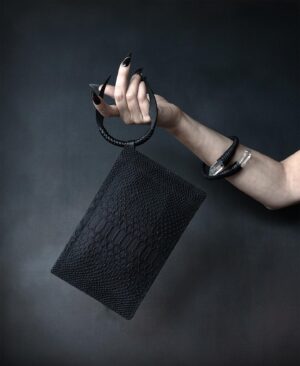 Anu Tera Instagram - • New Textured Pocket bag with hand-wrought handle • #anutera #darkelegance #minibag #blacksmithing