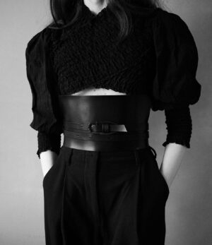 Anu Tera Instagram - • Slim Iron Belt   Corset • 🌑 #anutera #darkfashion #gothicstyle #allblackeverything #corset #leathercorset