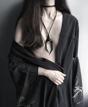 Anu Tera Instagram - • Herkimer & Iron Necklace • #anutera #darkelegance #herkimerdiamond #blackjewelry #darkart #blacksmithing