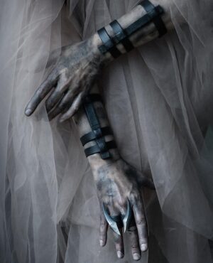 Anu Tera Instagram - • Iron Cage Bracelets   Silver Claw ring set • #anutera #blacksmithing #clawring #darkfashion #avantgardefashion #wearableart #gothicstyle #claw
