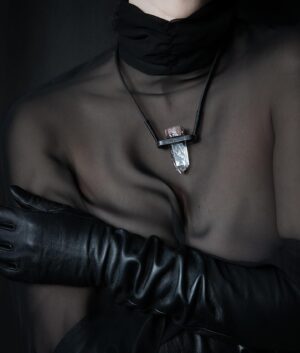 Anu Tera Instagram - • Phantom Quartz Necklace • #anutera #gothicfashion #darkfashion #wearableart #quartznecklace #darkjewelry