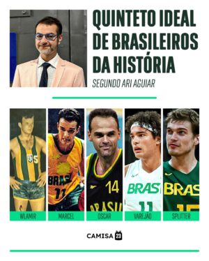 Ari Aguiar Instagram - Perguntamos para jogadores do NBB, ex-jogadores de basquete e algumas personalidades seus quintetos ideais de todos os tempos e semanalmente divulgaremos as opiniões dessa galera.

Hoje temos as opiniões do GRANDE @ariaguiar, que elegeu seu quinteto ideal histórico e de brasileiros. O que você achou? 💯