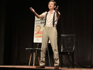Ari Stidham Instagram - Tonight is opening night of “Mr. Yunioshi” at Sierra Madre Playhouse - I teamed up with J. Elijah Cho in October of 2021 to do the show in LA and since then we have taken it to Indianapolis, Florida, NYC, and now back home in LA in a historic and beautiful playhouse (with parking) — I am so proud of Jon, his show, his heart, the way I have watched his material change hearts and minds….I just want to gush here because it’s so rare to get a shot at connection, I am so grateful to bear witness to it. Thank you for the privilege of working together, Jonathan. thank you for Yunioshi. Don’t miss this show, he is in rare form. Link in bio.