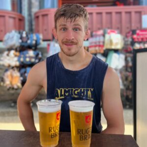 Arnold Allen Instagram - Big hike up Harder kulm here in Switzerland 🇨🇭, couple pints before heading back down, get ya @almightymerchco so you don’t look like a bozo whilst sweating balls