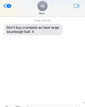 Ash Williams Instagram - Make sure you subscribe to my Mum’s SMS crumpet alerts.
 
@mumsmsalerts