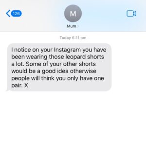 Ash Williams Instagram - Make sure you subscribe to my Mum’s SMS alerts 🤣