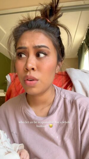 Ashley Argota Instagram - if you’re wondering if that is spit up on my shirt, yes