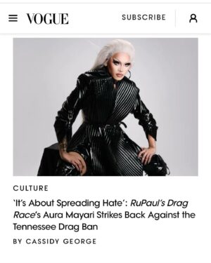 Aura Mayari Instagram - Did an interview with @vogue @elitewaste about the drag ban here in Tennessee. It’s disheartening to see our community being pulled back from the progress we have made the past years. Full article linked in my story.

Originally from Chicago, I moved to Nashville and lived here for two years now. This city changed my life and has allowed me to do what I was supposed to do from the beginning, to be an artist. And this is the happiest I’ve been for the longest time. People always asked why I would move to a conservative state, and it seems like I have an answer for that now.