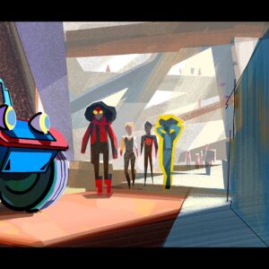 Aurélien Predal Instagram - #acrossthespiderverse colorkeys
Walking through the Nueva York Taskforce HQ - introducing Peter Parkedcar, the sentient Spider Car (well done @ninjayuhki for bringing it in the film) and the over dramatic Ben Reilly: “Sorry, I can’t talk right now. I’m thinking about my past”

#acrossthespiderverse #spidermanacrossthespiderverse #spiderversemovie #spiderverse #benreilly #peterparkedcar #hobiebrown #gwenstacy #milesmorales #visdev #visdevart #sonypicturesanimation