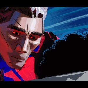 Aurélien Predal Instagram - More of Miguel VS Miles - Vertical Train sequence lighting keys for #spidermanacrossthespiderverse !

Most of the lighting keys are painted over the CG layout/previs shots so at that stage the characters are in temporary poses and have no expressions yet! By the time those shots got animated I already painted the sequence- Looking back at those I wish I had been more proactive and at least open Miguel's mouth to make the overall images less stiff looking! 😅

In those keys I also had to explore the look of the under-layers of Miguel' suit when it gets damaged. We eventually went for a webbing with kind of colourful old tv noise artefacts which works great in the final movie shots!

#spiderversemovie #spiderman2099 #acrossthespiderverse #miguelohara #milesmorales #visualdevelopment #animationart