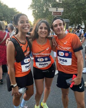 Axel Auriant Instagram - Mon deuxième marathon et de loin le plus dur sur le tracé olympique 🫠
42,195km / 436 de D  / 4h33 en ayant couru 5 fois en un an…
Merci @claudehenriduriez & @camille.emie de m’avoir fait confiance pour intégrer cette team de fou furieux @teamorangerunning 🥹🧡
