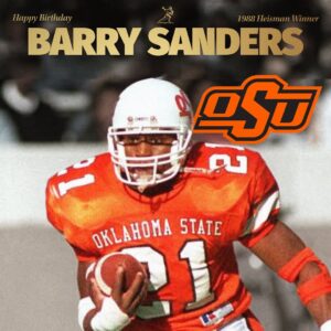 Barry Sanders Instagram - Happy Birthday to the 1988 Heisman Trophy winner, @CowboyFB’s @BarrySanders! 

In his Heisman-winning season, Sanders rushed 2,628 yards and an unbelievable 238.9 yards per game. 

Today, Sanders continues to be a superstar beyond football, giving his support to many organizations like the @srfcure and the Detroit Lions Foundation. 

#Heisman #MoreThanATrophy