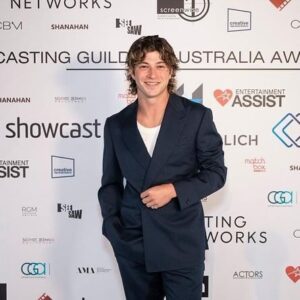 Ben Turland Instagram - Very honoured to be named one of @castingguildaust rising stars this year. Big thanks to my parents (aren’t they bloody adorable) for making the trip for the night and my team @thexdivision for the constant hustle since literally day one! 10 years and counting!! 
Felt very special standing next to some friends and fellow actors up there last night, big smiles from me! 🤍