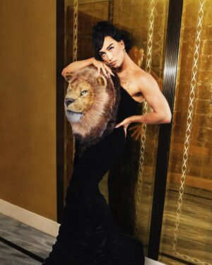 Benito Skinner Instagram - Halloween look #1… Who wore it better?? Because NOTHING could be spookier than wearing the same lion head dress as someone else!! The @ridethepod Haunted HayRide Special is out now on all platforms.. and we may even post the full damn vid tomorrow!! HAPPY HALLOWEEN MILUVS!! 🦁🦁