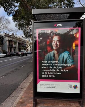 Benjamin Law Instagram - g’day sydney i am now officially the face of drinking in moderation (if you saw me at late night queer dance the other weekend shut up)

real talk: i’m here alongside queer lovelies @girlwhereyouat @rudyjeanrigg and @kirstywebeck to hover over you like benevolent queer emerging elders on bus stops across sydney to gently remind fellow gaylords that:

* yes booze is delicious but
* queers drink more that cis-het people on average 
* over 4 drinks a day or 10 per week increases your risk of cancer 

so have fun, stay within guidelines, and let’s be cool and supportive with each other about reducing booze intake or going plain booze-free 😘

follow @canwe.org.au for more info 🤙🤙🏿🤙🏼

__

📸: the talented AF @jeffandersenjnr who you should follow rn; campaign courtesy of community heroes @aconnsw; thanks to fave local queer bar @imperialerskineville for letting us shoot inside you (so to speak)