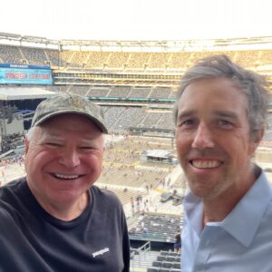 Beto O'Rourke Instagram - Met Tim Walz on my first day in Congress, sat next to him on Veterans Affairs committee for the following six years. No one fought harder for veterans. And he did it by bringing Democrats and Republicans together to get the job done.

As Governor of Minnesota he codified abortion rights, implemented background checks, legalized marijuana, passed paid family leave, restored voting rights and invested more than $1 billion in affordable housing. Not bad.

And before any of this, he was a high school teacher, football coach and a 24-year veteran of the army national guard.

He also happens to be a terrific dad and husband — there isn’t a conversation I’ve had with him where he doesn’t bring up his kids, always with the biggest smile on his face.

We became friends in Congress, going on early morning runs (in the dead of DC winter, I’m bundled in layers and he’s wearing a t-shirt and shorts), talking Minnesota music, the Replacements (Tim!), Prince, Dylan, Husker Du, and sharing stories about our families and hometowns.

In a business that prioritizes transactional relationships, he’s always been good to me, reaching out when I’m up, reaching out when I’m down, just being a good friend. And in a profession that encourages poll-testing and focus groups and political corporate speak, he’s always himself, the real deal. Common sense, kindness and empathy.

I couldn’t be more excited that he’s on the ticket, couldn’t be more energized to do everything I can to help Vice President Harris and Governor Walz win the most important election of our lives.

Let’s go!