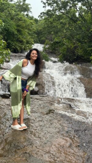 Bhaweeka Chaudhary Instagram - Embracing the symphony of nature, where waterfalls dance and rains sing.