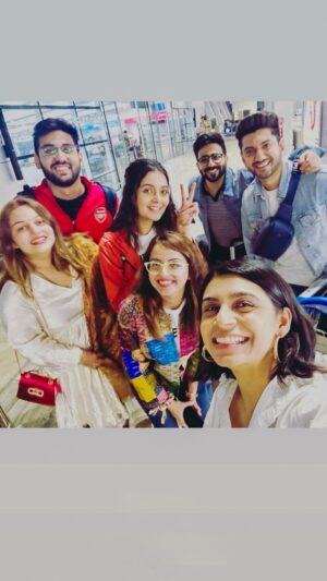 Bhoomika Mirchandani Instagram - The shaadi squad is ready  to GROOVE with the bride and groom 💙

@officialsurbhic @karanrsharma09 
We r coming 💖