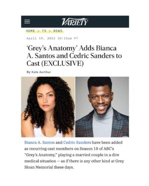 Bianca A. Santos Instagram - Honored to join the @greysabc family!! Get ready for a wild ride!