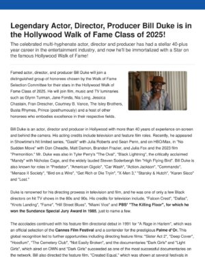Bill Duke Instagram - Press Release for Big Bill's Star on the Hollywood Walk of Fame. Congratulations!🎉

#realbillduke #heidibfuller #hollywoodwalkoffame #garrettmorris #CarlGilliard #TedLange #AnthonyAnderson @TheGrio #Variety #HollywoodReporter @carlGilliard #glynnturman #hollywood #star @sydthewriter #LEGACY #THENEXTACT #BILLDUKE #AmericanFilmInstitute @hwdwalkoffame
@Stargirl_stuff @nat_inspires
#walkoffame @sydthewriter #HollywoodChamberofCommerce